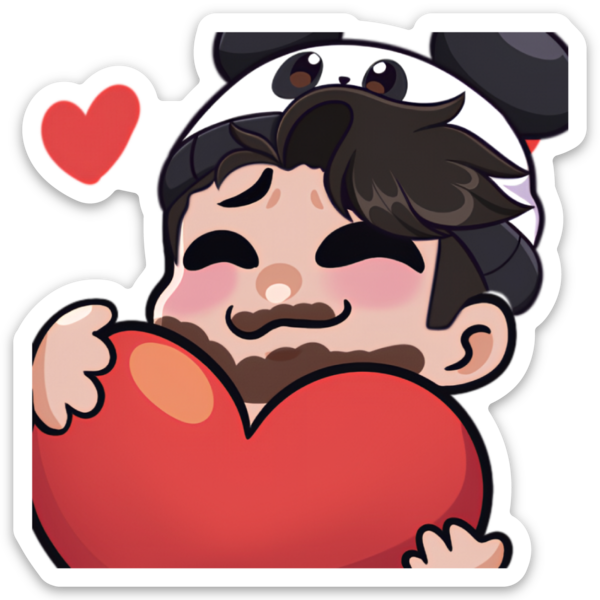 Panda Heart Emote Sticker